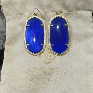 Kendra Scott Daniella Cobalt and Gold Statement Earrings